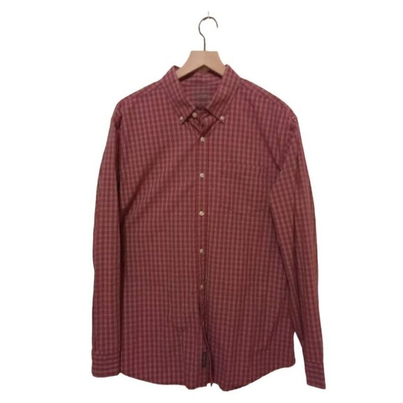 EDDIE Bauer Red Plaid Legend Wash Classic Fit Casual Button Down Shirt Sz L - Picture 1 of 6